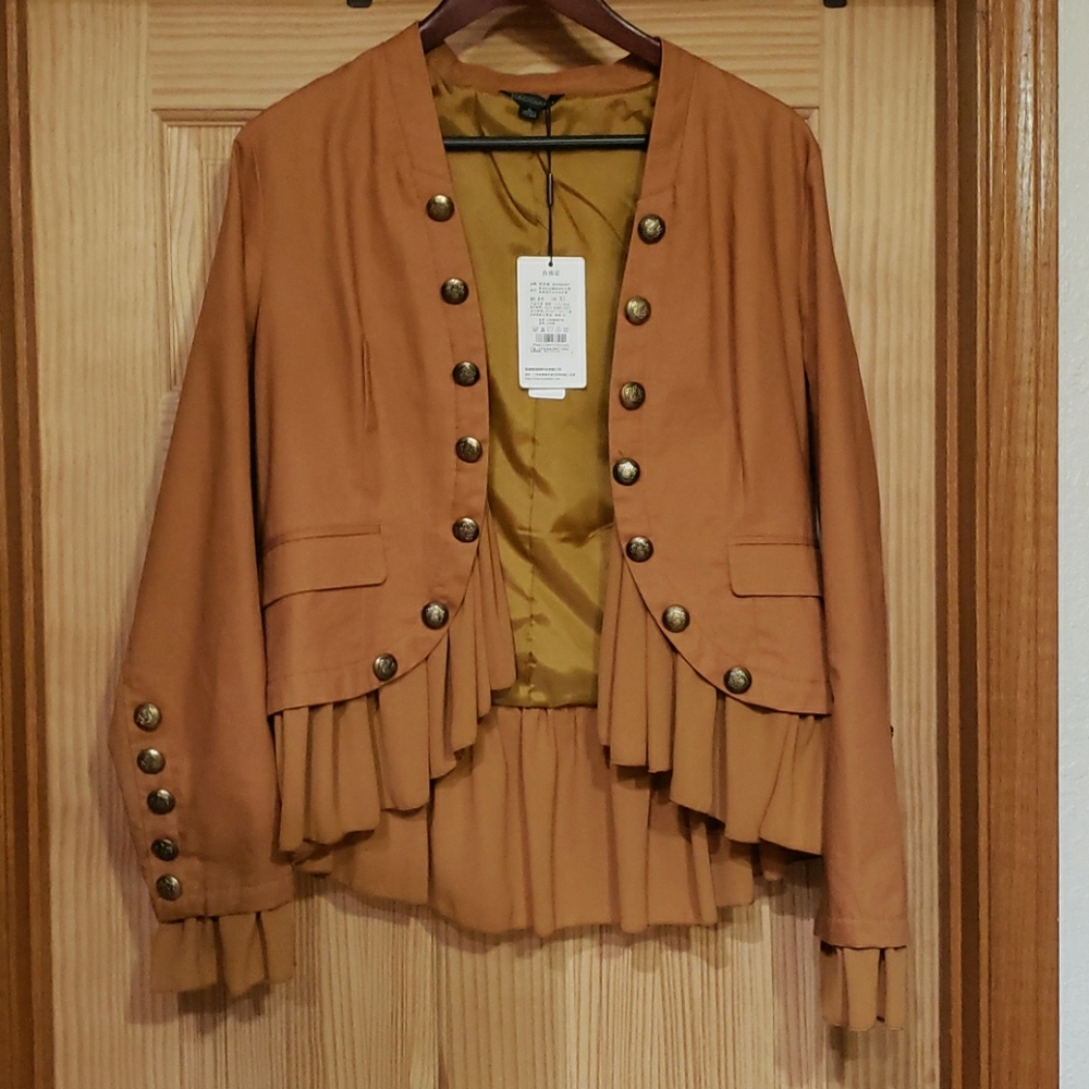 Ruffle open front jacket